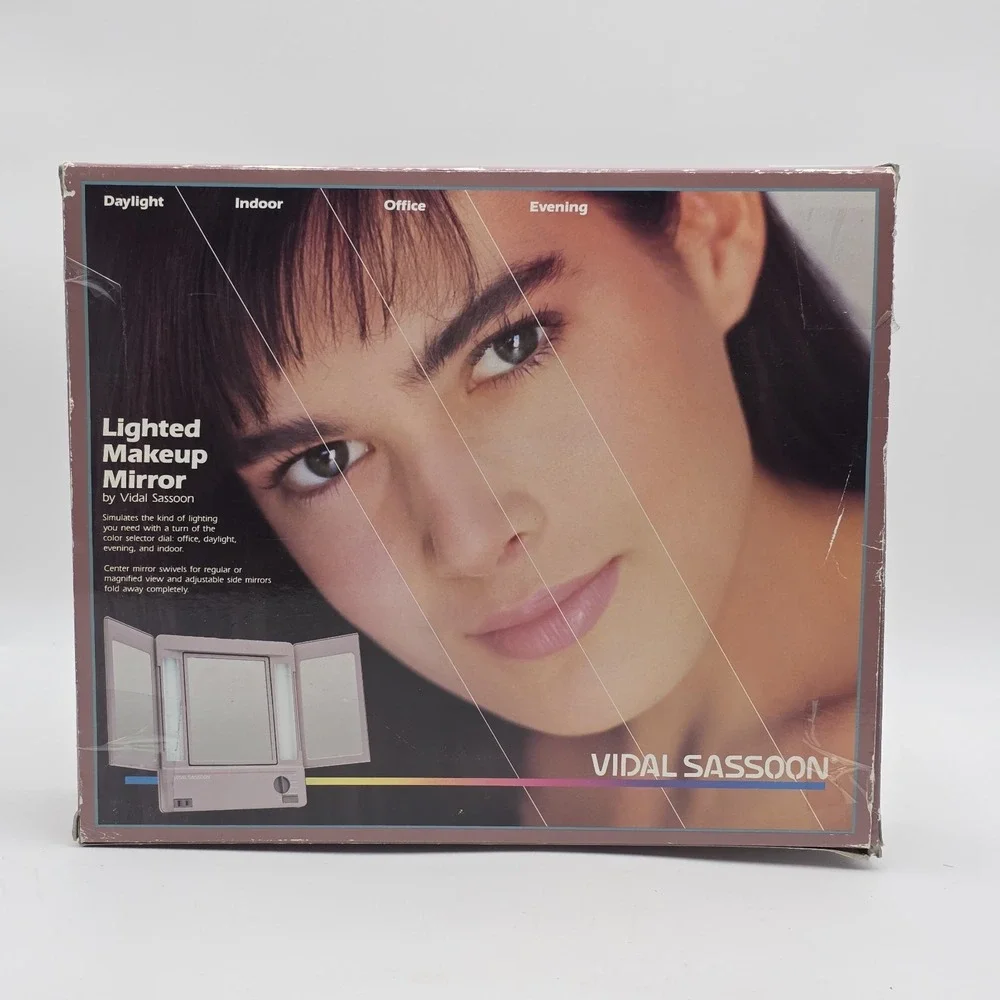 Vintage Vidal Sassoon 3 Sided‎ 4 Way Light Up Makeup Mirror Model VS475 Works